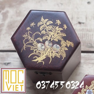 Hộp chè - gỗ hương tự nhiên - hộp lục giác