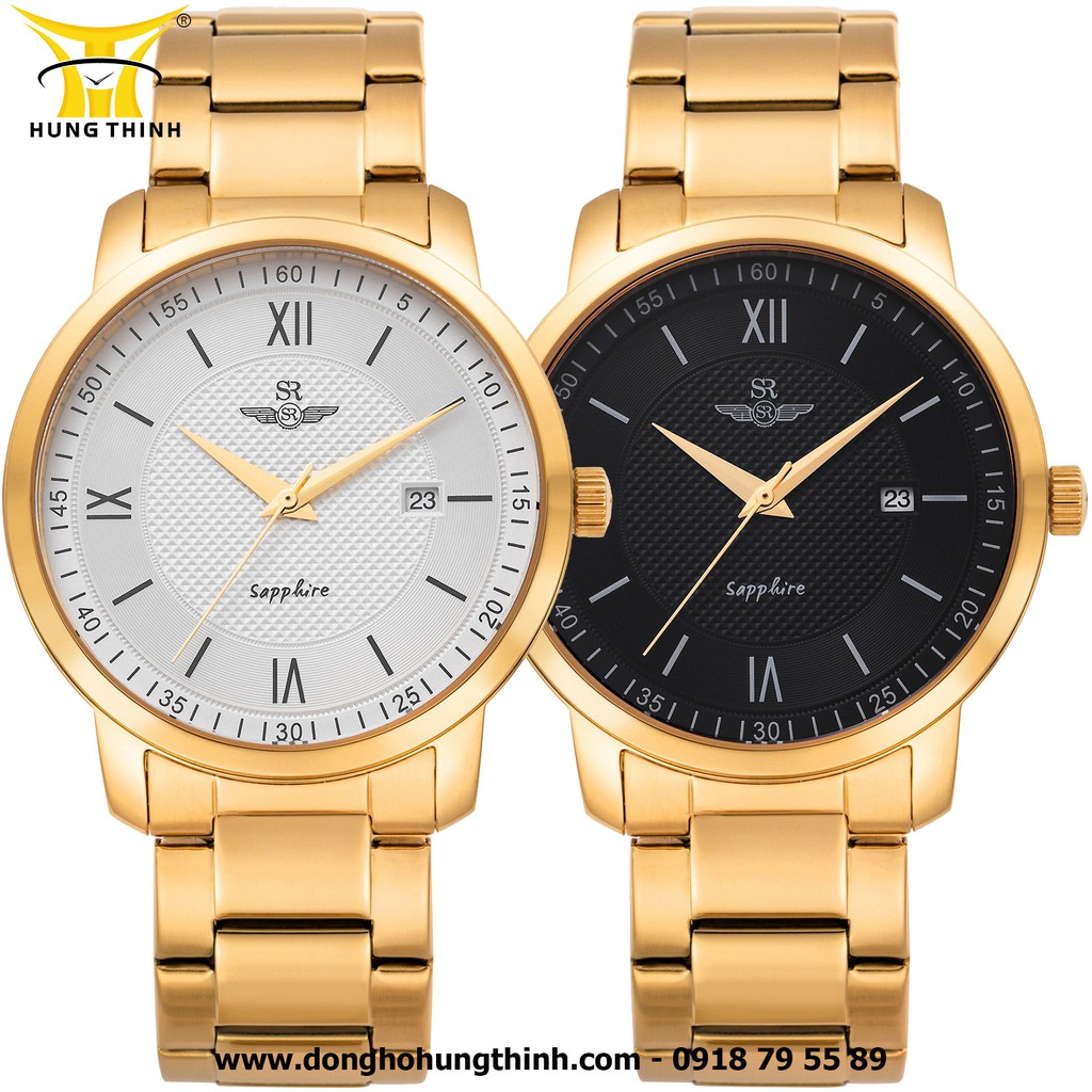 Đồng Hồ Nam Dây Da SR WATCH DÂY KIM LOẠI VÀNG 3 KIM SG3005.1402CV