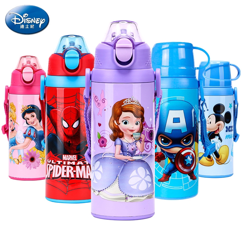 Bình Nước Giữ Nhiệt 500ML Bằng Thép Không Gỉ Có Nắp Và Ống Hút Cho Bé