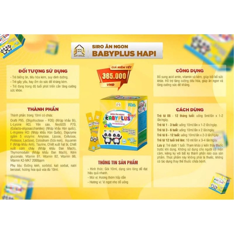 Siro Ăn Ngon BabyPlus tăng cân tự nhiên, cải thiện táo bón