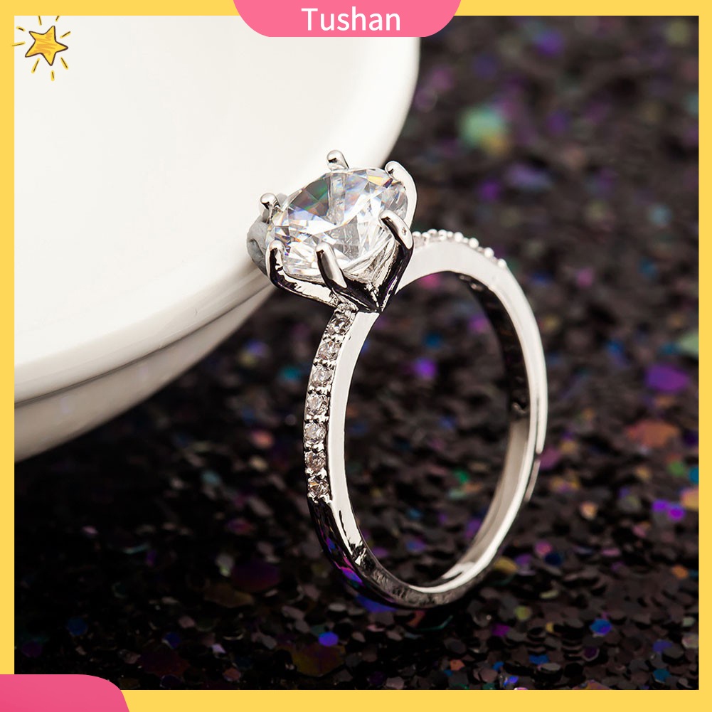 Nhẫn Đính Hôn Đính Đá Zircon Thời Trang Sang Trọng