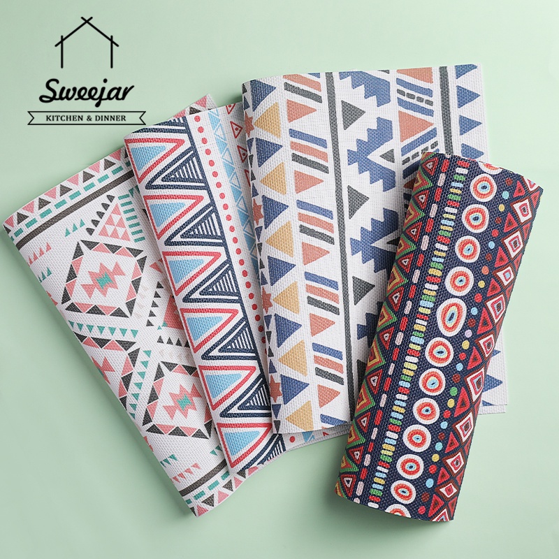 Thảm dệt kim SWEEJAR bằng pvc phong cách bohemian cách nhiệt chống trượt