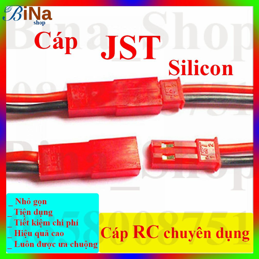 [10 cặp] Cáp JST 2P đực cái 10cm/15cm Cáp sạc JST đỏ