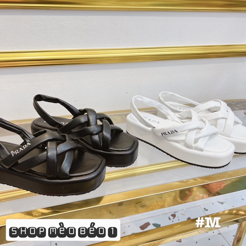 Sandal prd quai đan chéo đế cao fullbox