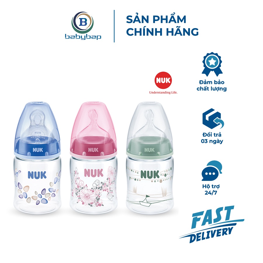 Bình Sữa NUK Premium Choice+ Nhựa PA 150ml/300ml Núm Ti Có 1 Lỗ Tiết Sữa