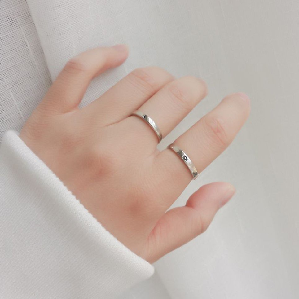 2 Pieces Sun And Moon Lover Couple Rings Set Promise Wedding Bands Couple Ring