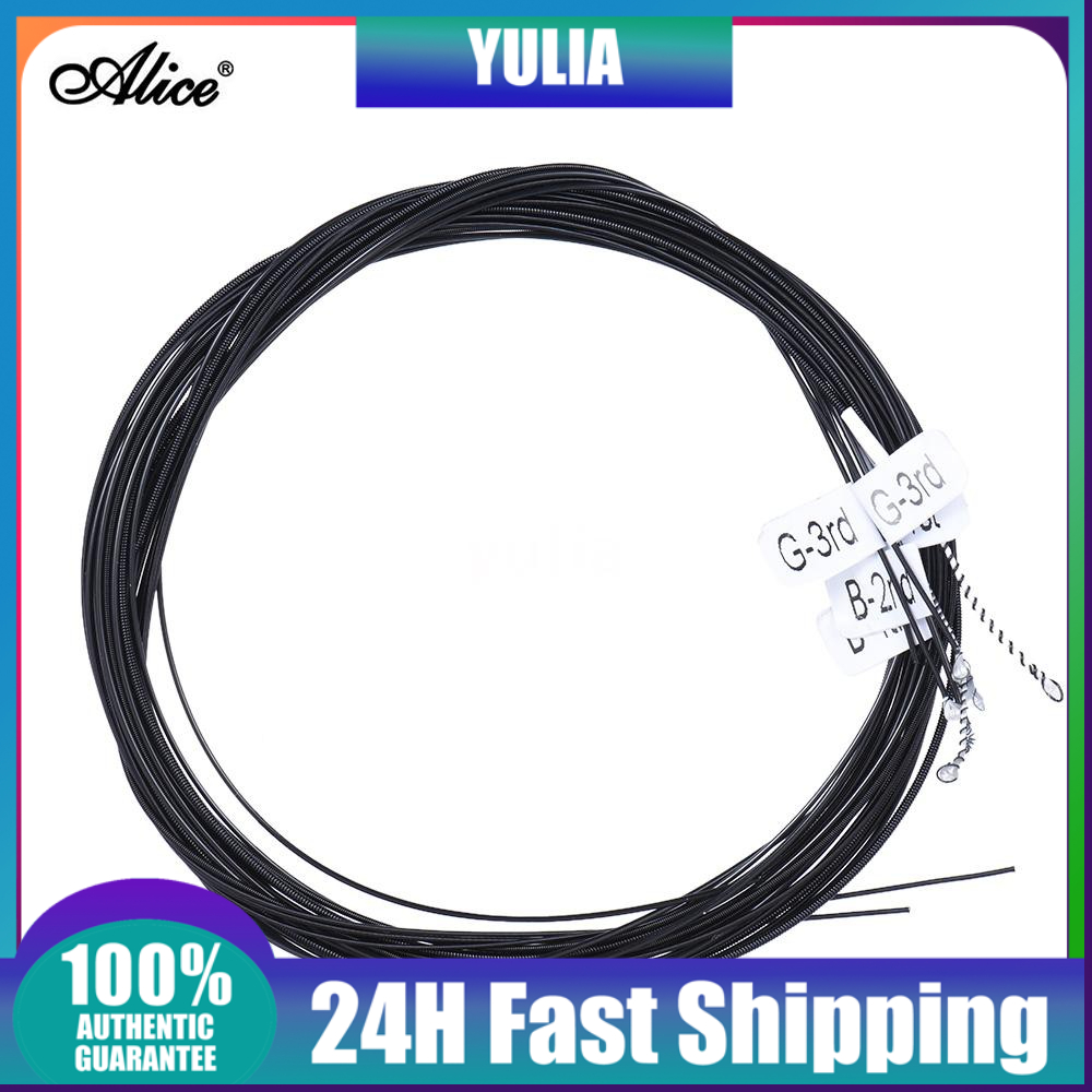 Set 6 dây đàn ghita nylon màu đen độ căng cao Alice AC136BK-H