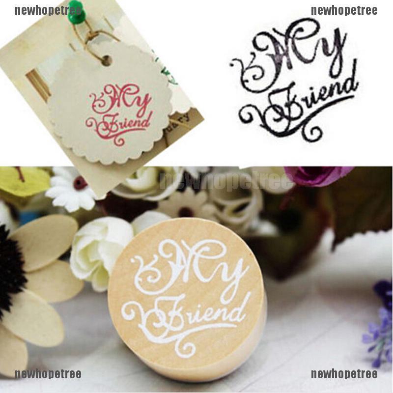 Bộ 6 con dấu in chữ bằng gỗ và cao su hình tròn