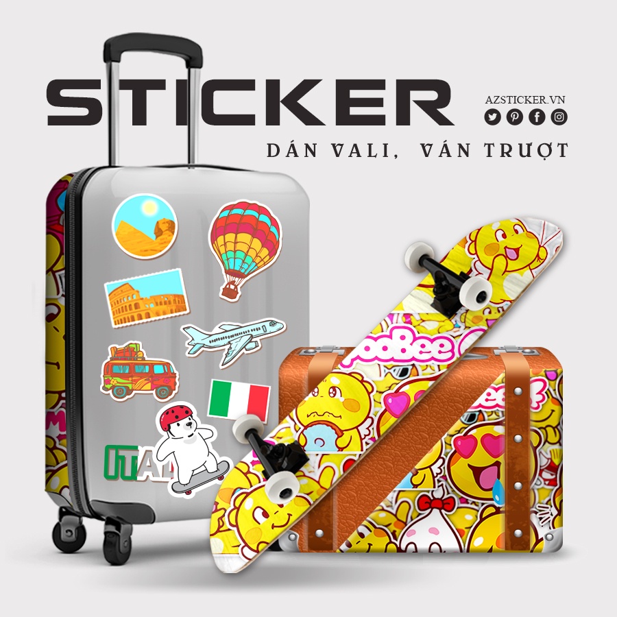 Set Sticker QooBee Ong Vàng | Sticker Dán Nón Bảo Hiểm, Trang Trí Sổ Tay Làm Bullet Journal