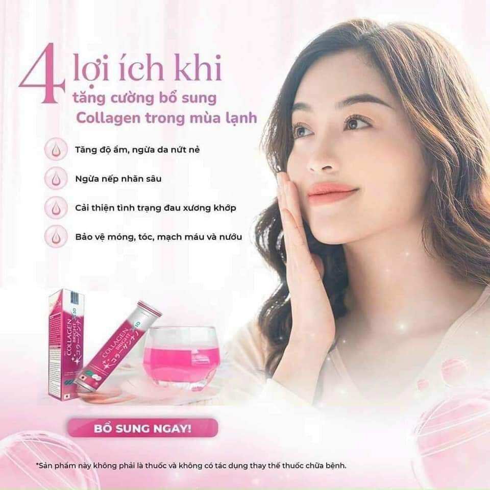 Viên Sủi Trắng Da Bổ Sung Collagen Bright X10