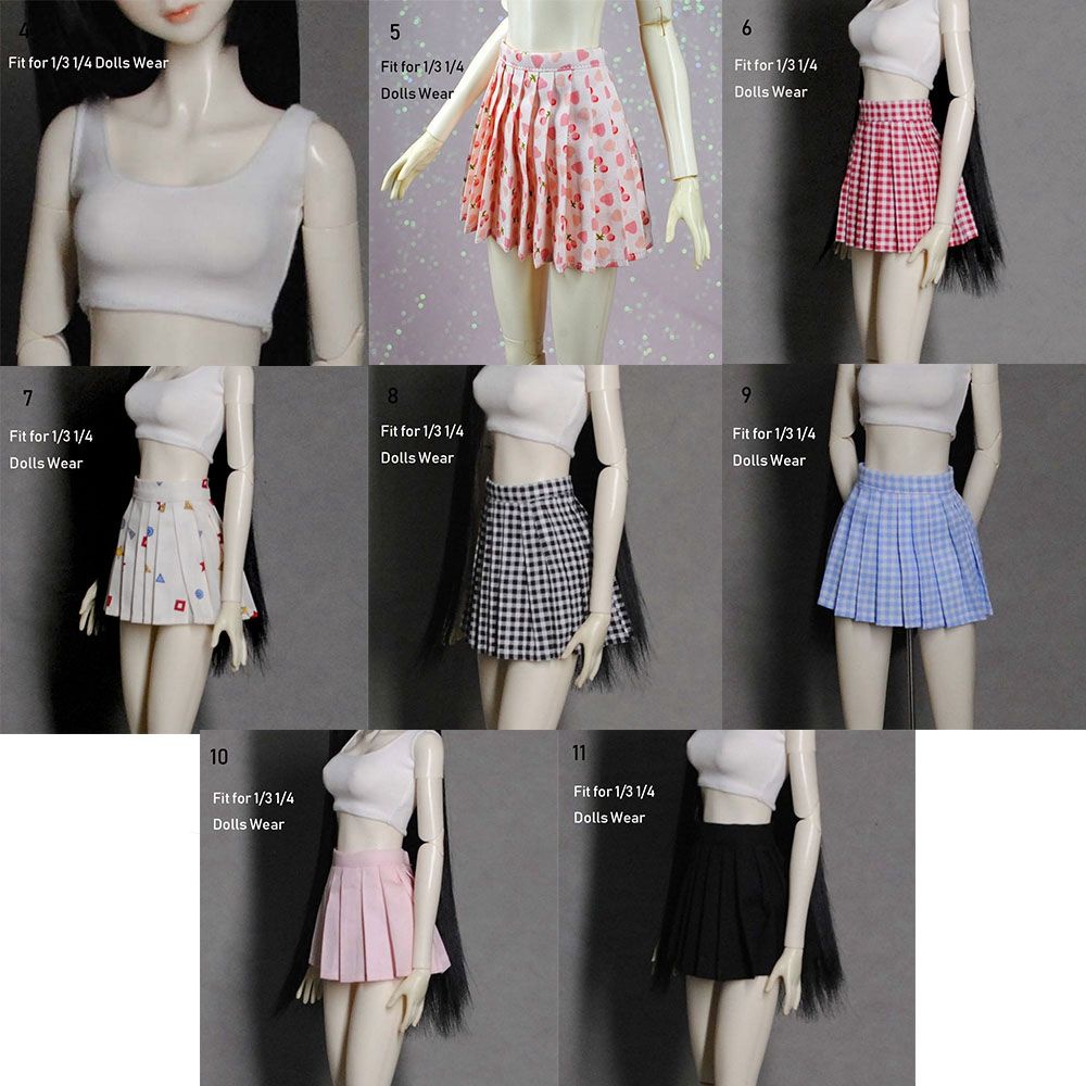 Chân váy jean xanh chữ A mini cho búp bê kích thước 30cm 1/3 1/6