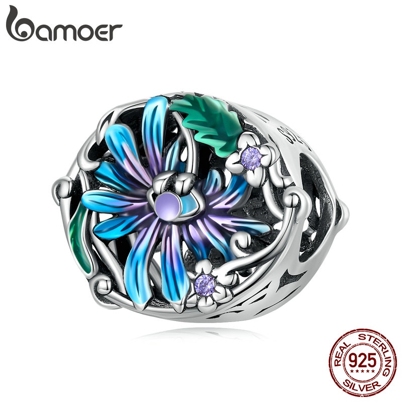 Hạt cườm BAMOER bạc 925 hình mắt quỷ xỏ làm trang sức DIY