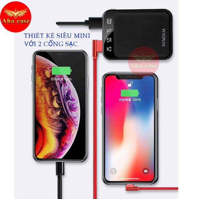 [Mẫu Hot] Cục sạc dự phòng Mini 10,000 mAh - Chính hãng SENDEM P300 Freeship Siêu nhỏ gọn, 2 cổng USB tiện lợi