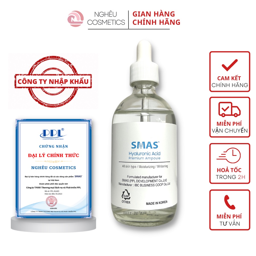 Serum Cấp Nước Phục Hồi Làm Sáng Da Smas HA 100ML Nhập Khẩu Chính Hãng