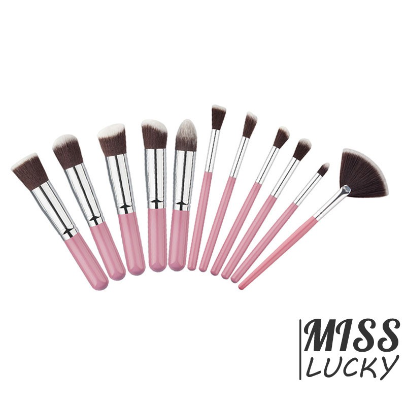 Set 10 cọ trang điểm nền/ má hồng và mắt mini mềm mại