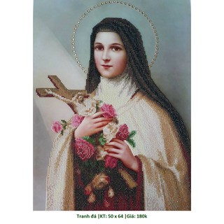 Tranh thêu chữ thập, tranh đính đá thánh Teresa  LV3507 (43 x 59 cm); Y8022 (64 x 50 cm)