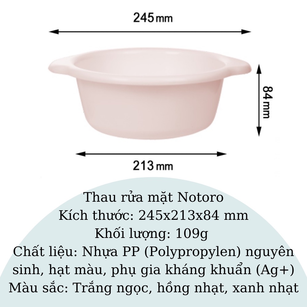 Chậu Rửa Mặt Notoro INOCHI Cho Bé Chất Liệu Nhựa Nguyên Sinh Kháng Khuẩn Ag+ Cao Cấp Size 21/27/32cm