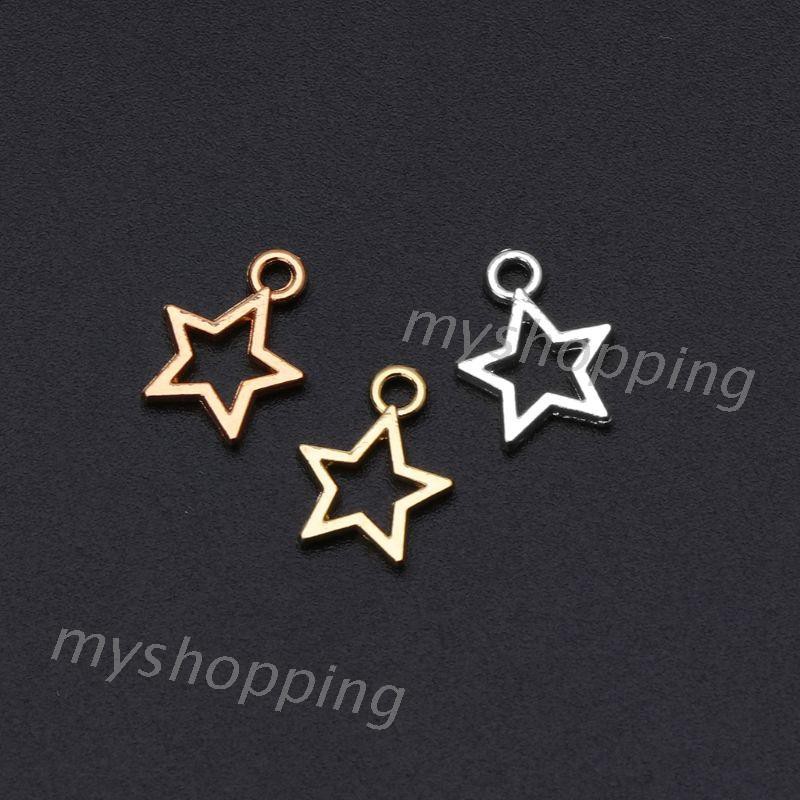 Ivy 50Pcs Star Metal Charm Pendant Open Bezel Setting Frame Resin Blank for Jewelry