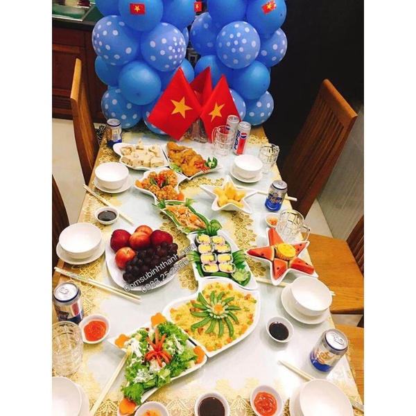 Bộ bát đĩa hình chữ S bản đ.ồ Việt Nam - Bộ đĩa sứ bày thức ăn - Gốm sứ kháng khuẩn cao cấp - Gốm Bát tràng