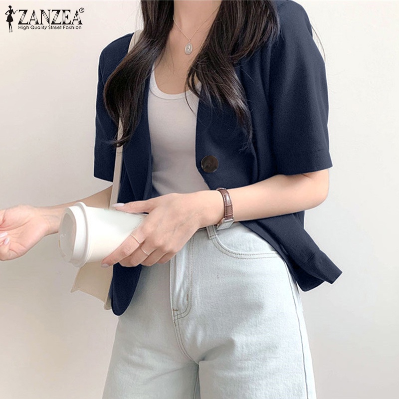 Áo khoác Zanzea tay lửng cổ chữ V thời trang thanh lịch cho nữ