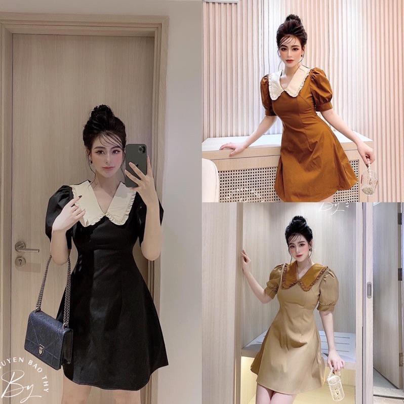 [Siêu Hot] Váy Cổ Sen Bèo 3 Màu Tay Cộc, Đầm Dáng Suông Tay Bồng Cổ Bèo Siêu Xinh Có Ảnh Thật Kèm Video New