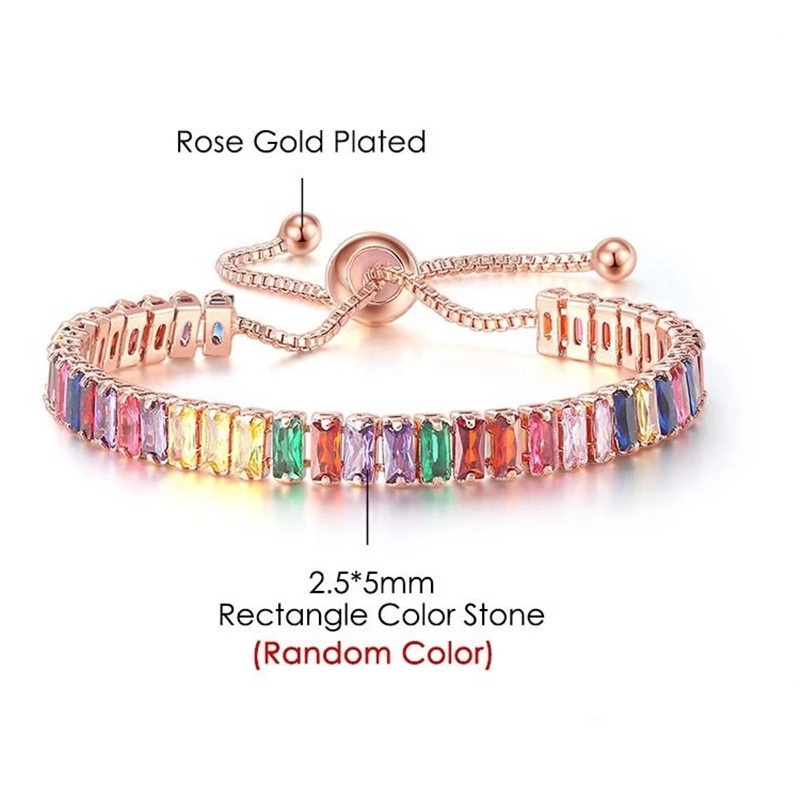 Vòng Tay Đính Đá Zircon Nhiều Màu Điều Chỉnh Được Sang Trọng Cho Nữ