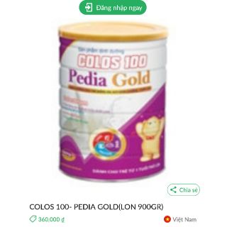 Sữa bột cho trẻ biếng ăn pedia gold 900g