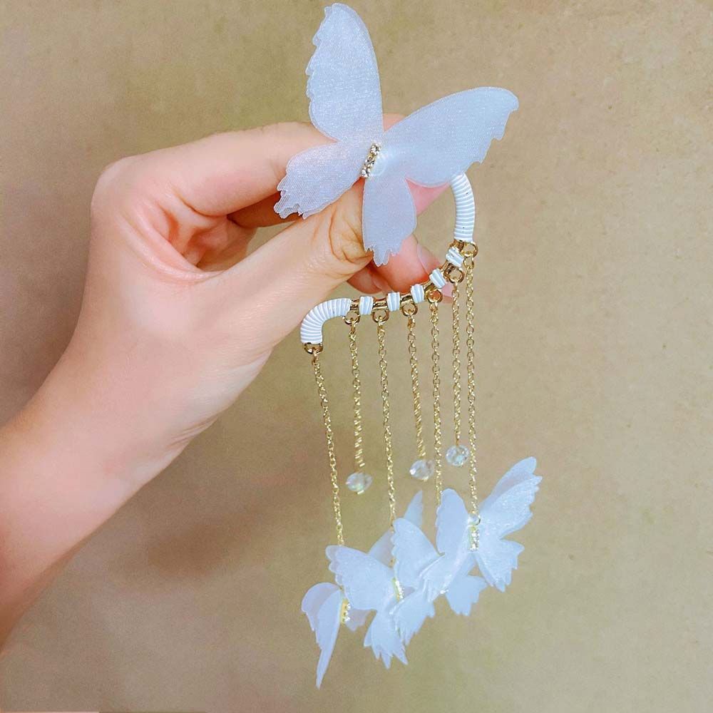 Bông Tai Kẹp Vành Tai Hình Bướm Đính Ngọc Trai Phong Cách Hàn Quốc Dành Cho Nữ