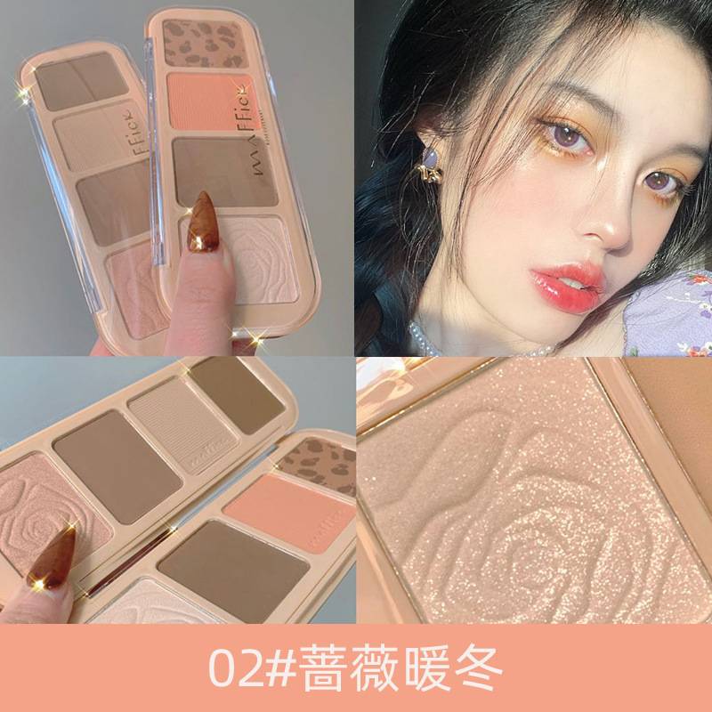 Phấn Tạo khối Bắt Sáng Hoa Hồng 4 ô Maffick Bảng Phấn Trang Điểm Bắt Sáng Tạo Khối Đa Năng Tiện Dụng | BigBuy360 - bigbuy360.vn