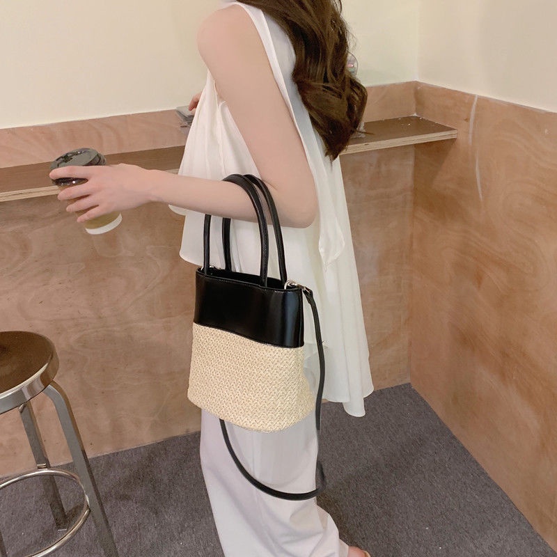 Túi cói YADOU đeo chéo một bên vai phong cách Nhật Hàn thời trang cho nữ