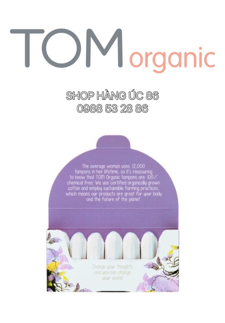 Băng vệ sinh dạng Tampon cho ngày nhiều TOM Organic Super Tampons (2x7 pack)