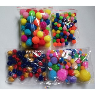 Pom pom cho trẻ tập gắp, pom pom kim tuyến - Vận động tinh