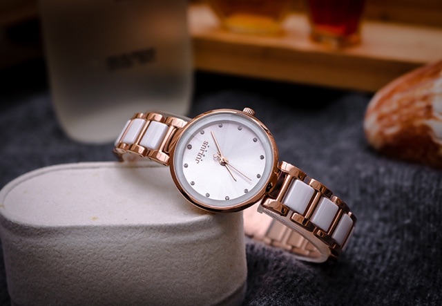 Đồng Hồ Nữ JA-1209A Julius Hàn Quốc Dây Thép (Đồng Mặt Trắng)
