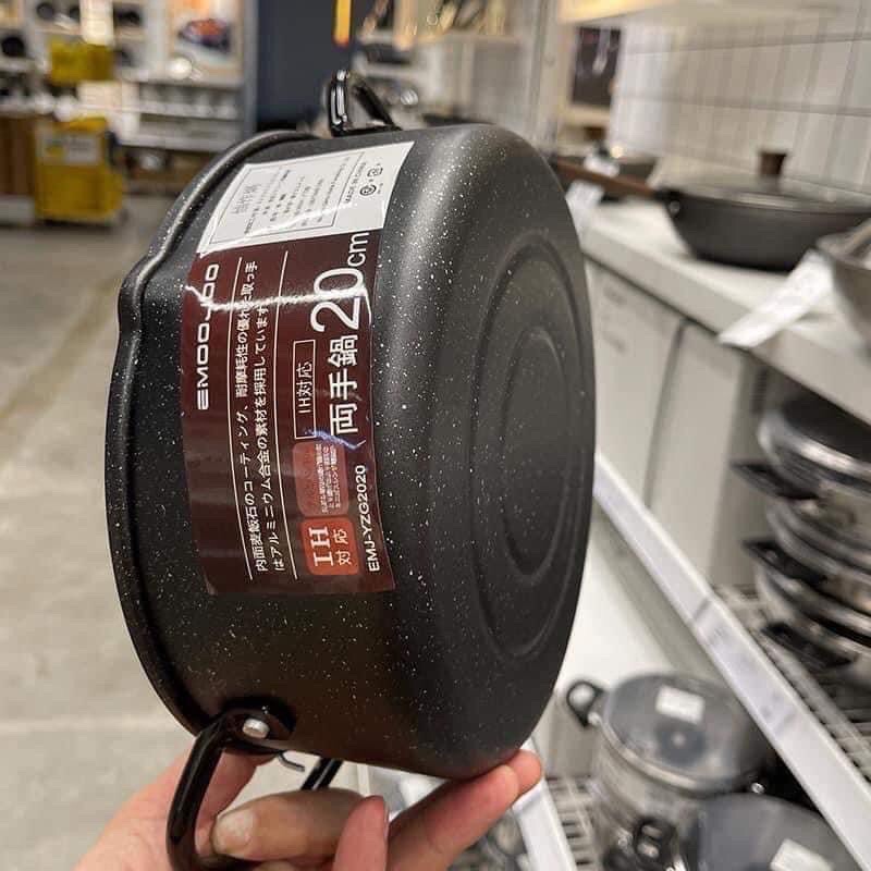 [FREESHIP]Nồi Chiên Chống Dính EMOOJOO Nhật Bản - Chảo Chiên Chống Dính Kèm Vỉ Gác Chảo