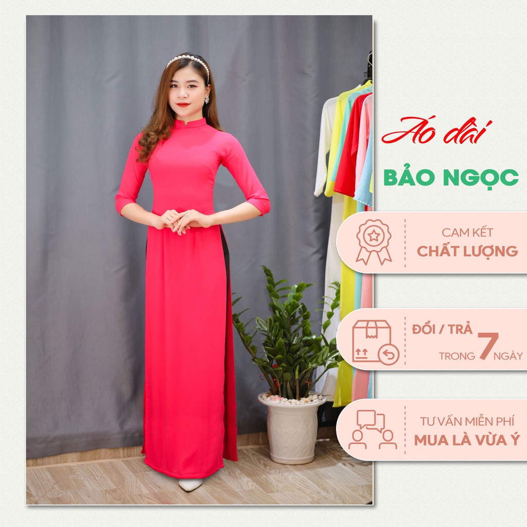 Áo Dài Truyền Thống, Màu Hồng Sen, Lụa Chiffon Cao Cấp, Không Nhăn, Không Xù