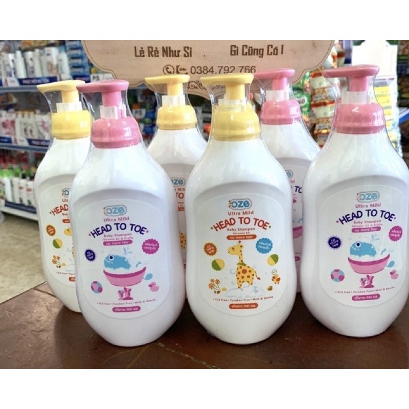 Sữa Tắm Gội Toàn Thân Cho Bé Oze Thái Lan 550ml(Chai Lớn-Siêu Tiết Kiệm)