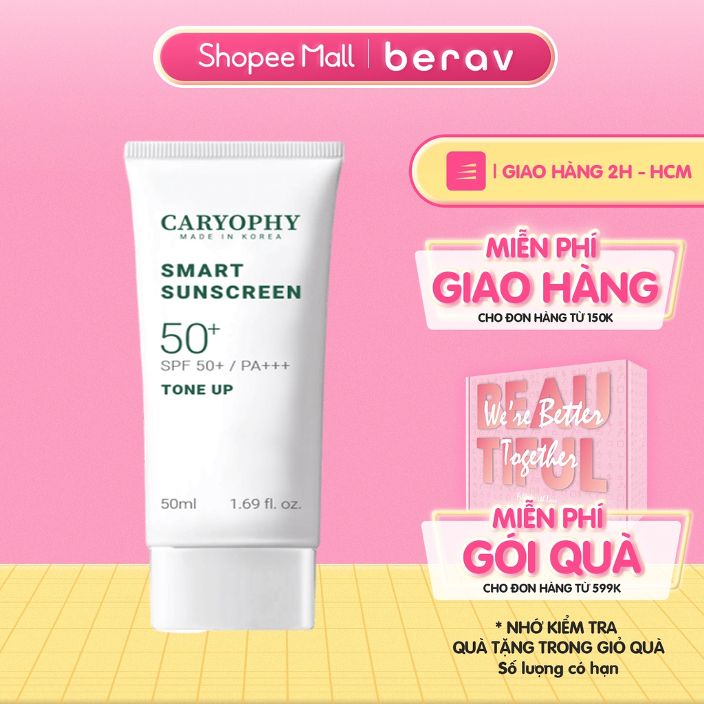 Kem Chống Nắng Caryophy ngừa mụn, giảm thâm, bảo vệ da khỏi tia UV Caryophy Smart Sunscreen Tone Up 50ml