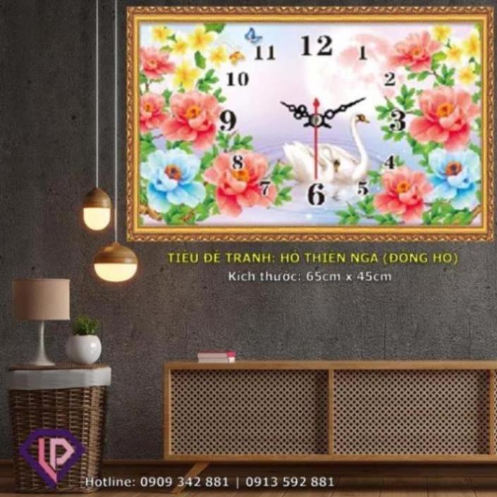 Tranh thêu Chữ thập đồng hồ thiên nga và hoa hồng Dream valley mẫu mới DV6155(65x45 ) chưa thêu