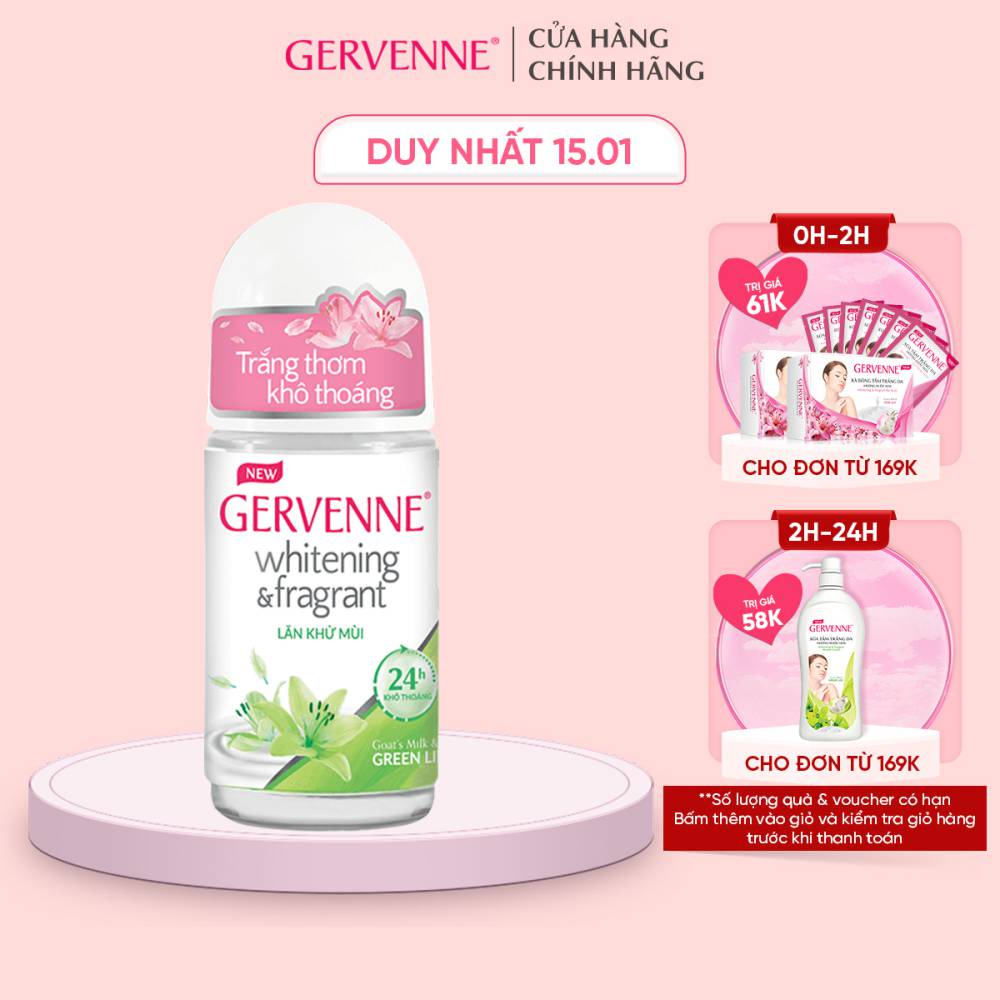 Lăn khử mùi trắng da Gervenne Green Lily 50ml