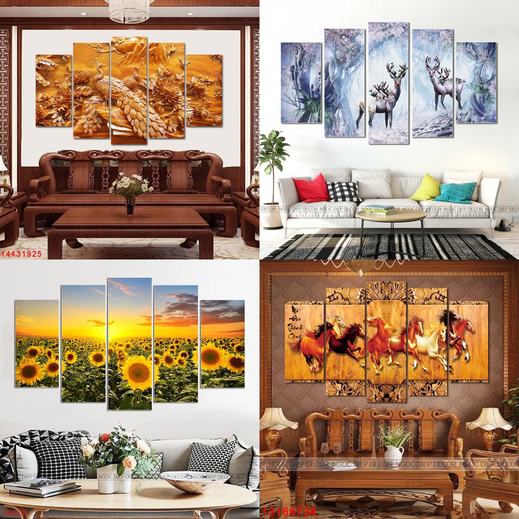 [GIÁ XƯỞNG] 20 MẪU TRANH TREO TƯỜNG 5 TẤM RỘNG 1.5M HOT NHẤT 2019 | BigBuy360 - bigbuy360.vn