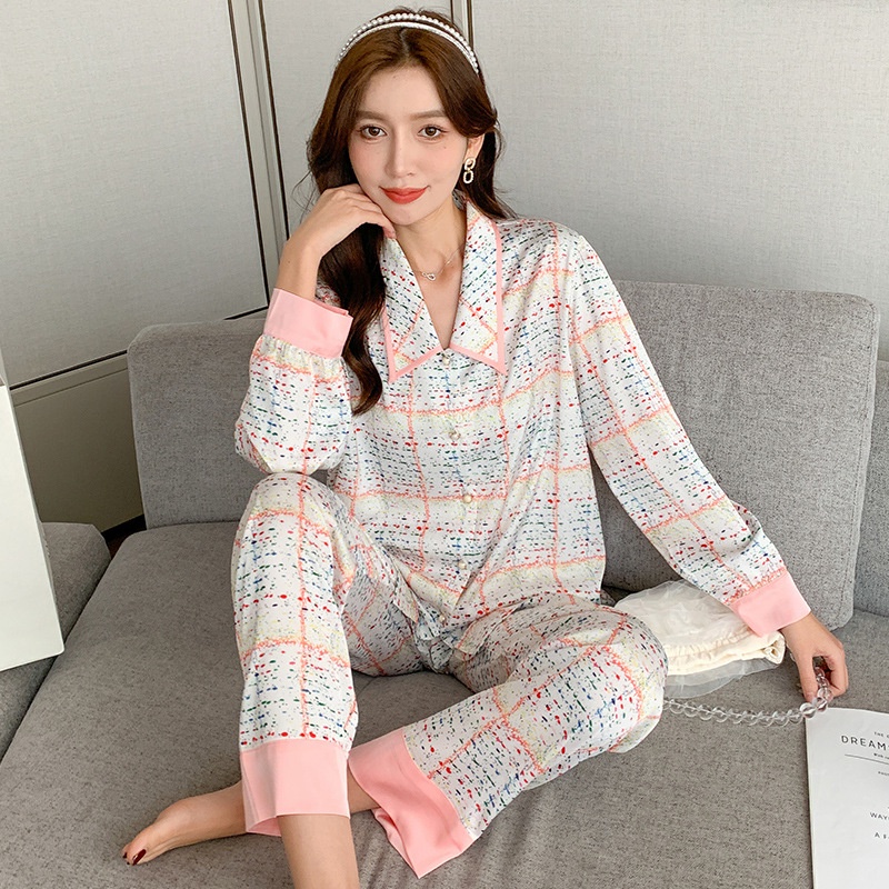 Bộ Đồ Ngủ Tay Dài Bằng Lụa Mát Thời Trang Mới 2022