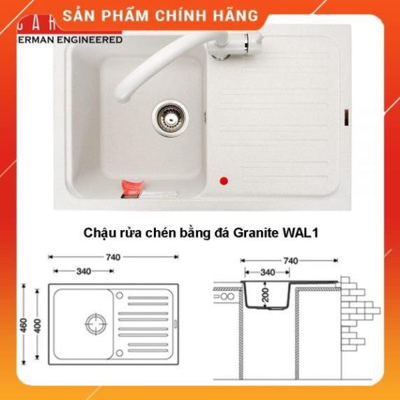 Siêu Sale Chậu rửa chén đá CARYSIL WAL1 , sản xuất tại Ấn Độ, công nghệ Đức, bảo hành 05 năm