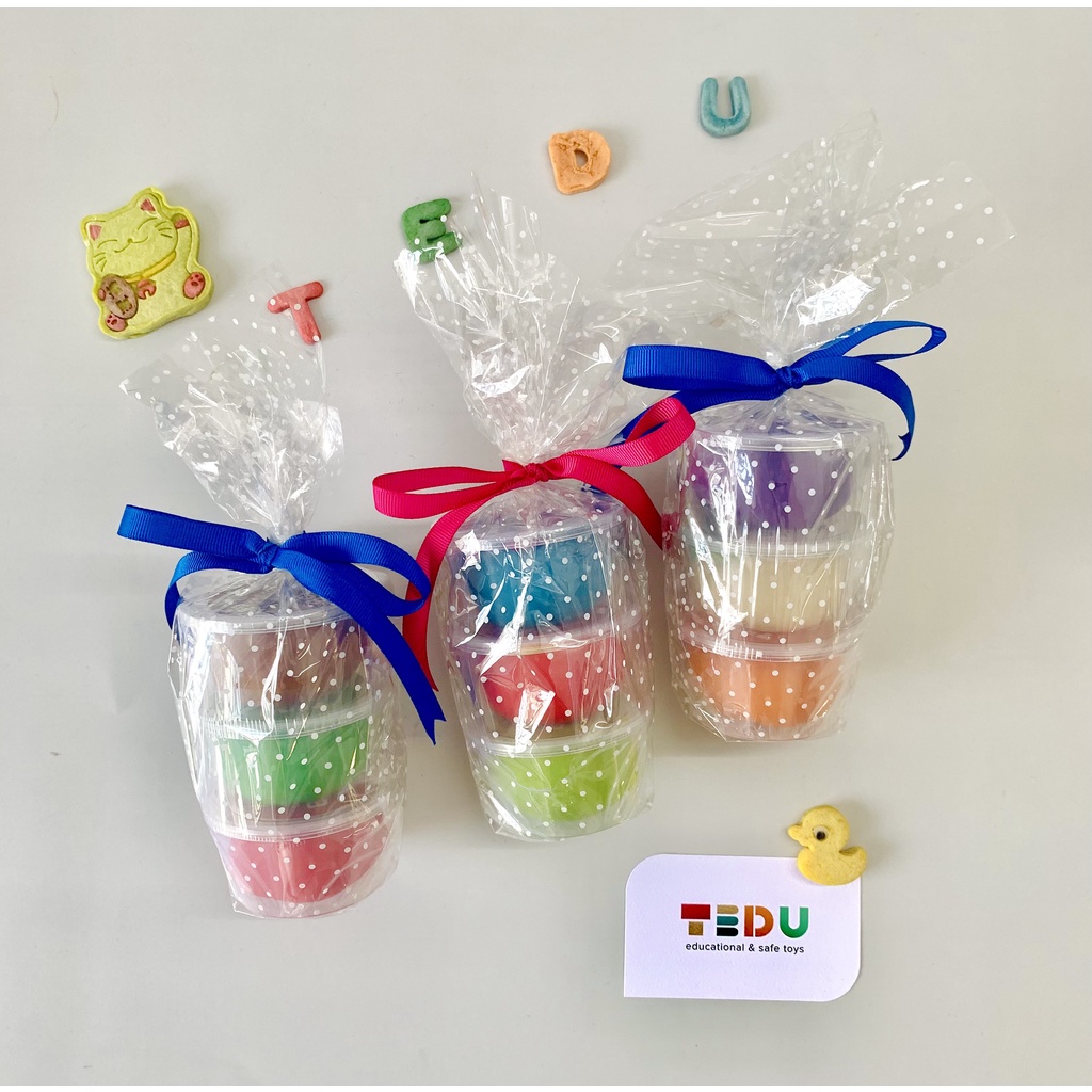 Bột nặn đất nặn an toàn Tedu tặng quà dự sinh nhật - Set 3 hủ 70gr