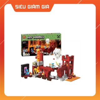 Lego Minecraft My World Xếp Hình Lắp Ráp Sáng Tạo Mô Hình Pháo Đài Địa Ngục Nether 571 Chi Tiết BELA10393