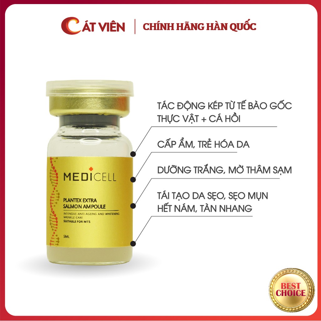 Tế bào gốc serum cá hồi Medicell, dưỡng ẩm làm trắng da mờ thâm sạm, tái tạo sẹo mụn Plantex Extra Salmon - Lọ 6ml | BigBuy360 - bigbuy360.vn