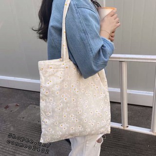 Túi tote túi vải hoạ tiết cúc hoạ mi