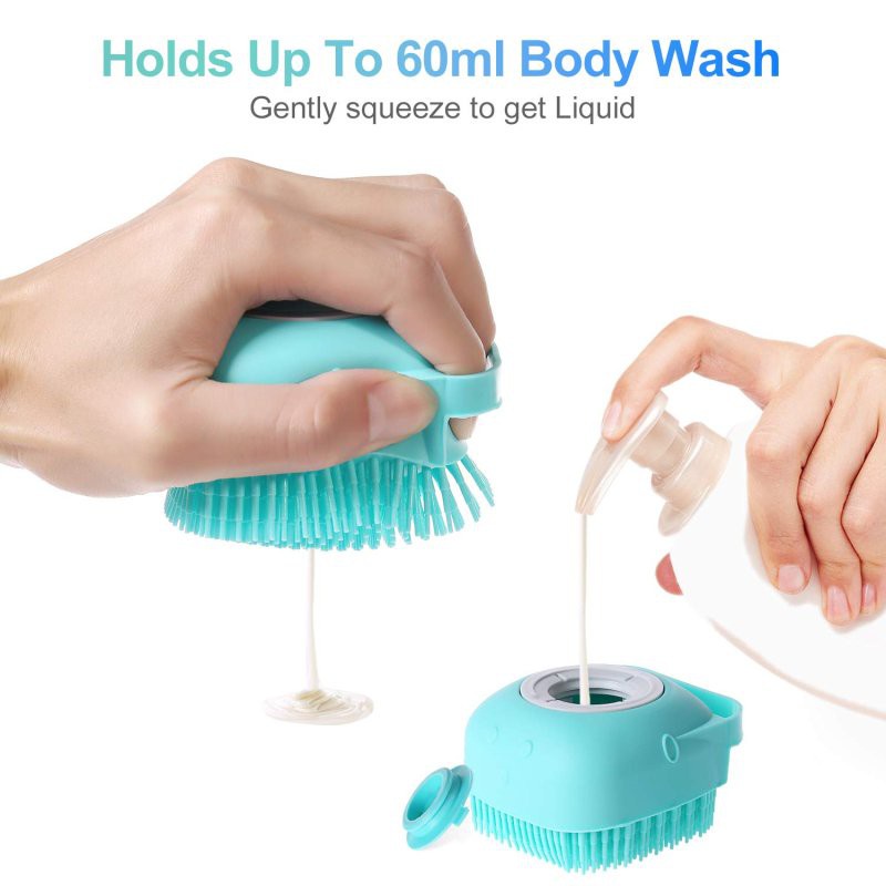 Bàn Chải Tắm Bằng Silicone Mềm Kèm Hộp Đựng Dầu Gội Tẩy Tế Bào Chết Mát Xa Cơ Thể
