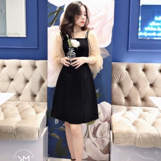 Váy chữ a tay lưới đính ngọc