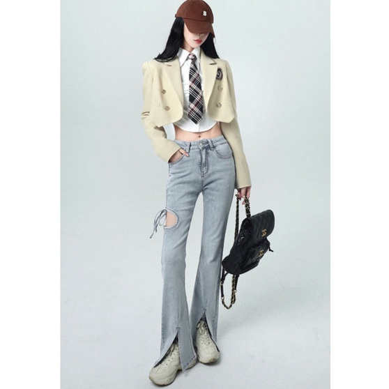 Quần Jean Ống Rộng Lưng Cao Thời Trang Mùa Hè Quyến Rũ Dễ Phối Đồ Cho Nữ