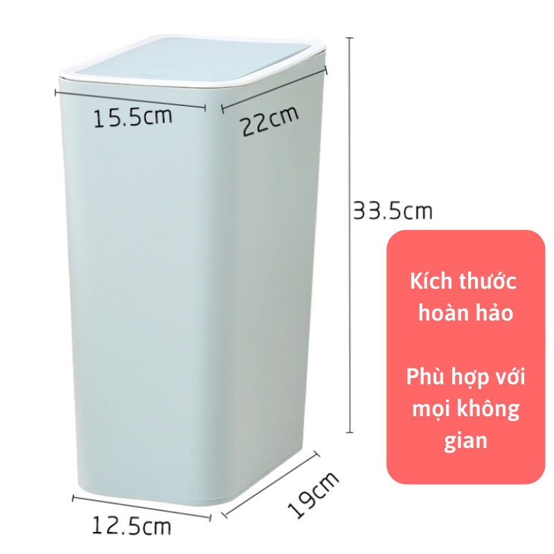 [Mã LIFE20KALL giảm 10% đơn 50K] Thùng Rác Nắp Bật Nhấn Nút Thiết Kế Siêu Tiết Kiệm Không Gian Nhựa PP Loại 1